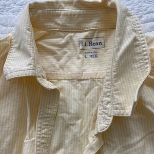 L.L. Bean Classic Oxford in Yellow Seersucker Stripe